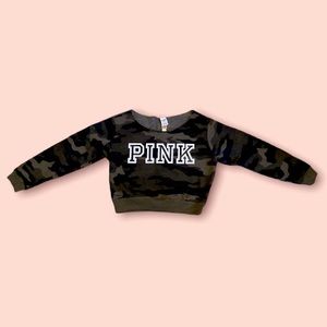 PINK VS Camo Open Neck Sweatshirt LARGE